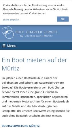 Vorschau der mobilen Webseite www.boot-charter-service.com, Boot-Charter-Service Petra Schulz
