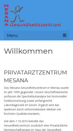 Vorschau der mobilen Webseite www.mesana.de, Mesana Gesundheitszentrum