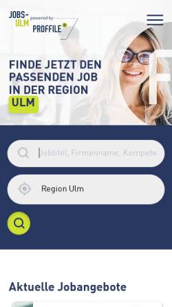 Vorschau der mobilen Webseite jobs-ulm.de, Jobs-Ulm, Ulrich Guntram Palm e. K.