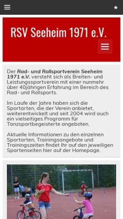 Vorschau der mobilen Webseite www.rsv-seeheim.de, Rad und Rollsportverein (Inline) 1971 e.V.