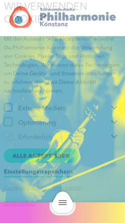Vorschau der mobilen Webseite www.philharmonie-konstanz.de, Südwestdeutsche Philharmonie Konstanz