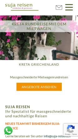 Vorschau der mobilen Webseite www.suja-reisen.ch, suja reisen
