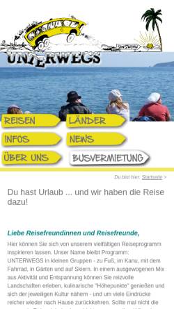 Vorschau der mobilen Webseite www.unterwegs-reisen.de, Unterwegs GmbH