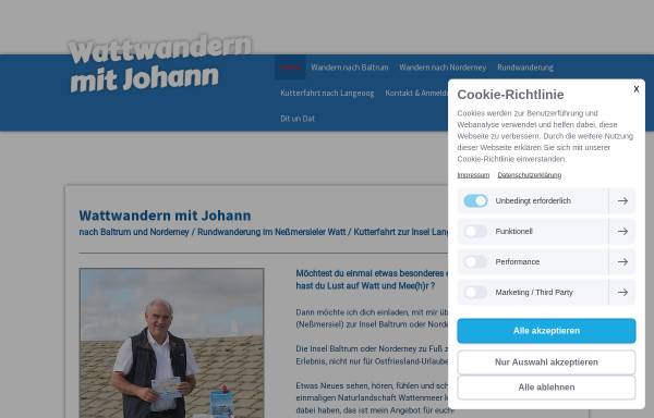 Vorschau von www.wattwandern-johann.de, Wattwandern im Wattenmeer