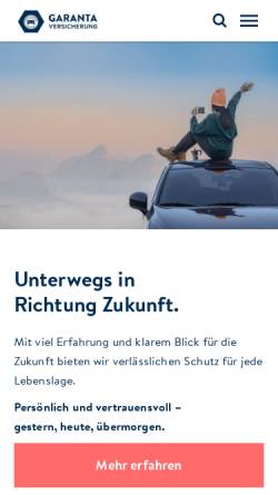 Vorschau der mobilen Webseite www.garanta.at, Garanta Österreich Versicherungs-AG