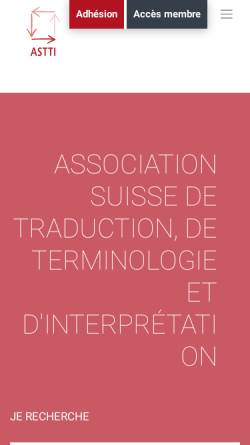 Vorschau der mobilen Webseite astti.ch, ASTTI – Association suisse des traducteurs, terminologues et interprètes