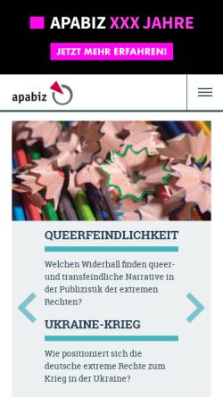 Vorschau der mobilen Webseite www.apabiz.de, apabiz - Antifaschistisches Pressearchiv und Bildungszentrum Berlin e.V.