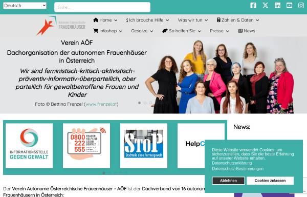 Vorschau von www.aoef.at, Autonome Österreichische Frauenhäuser: Informationsstelle gegen Gewalt