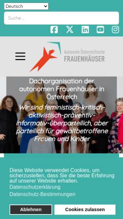 Vorschau der mobilen Webseite www.aoef.at, Autonome Österreichische Frauenhäuser: Informationsstelle gegen Gewalt
