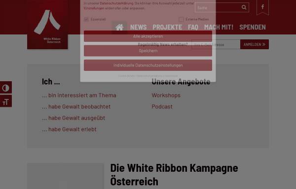 Vorschau von www.whiteribbon.at, Whiteribbon Österreich - Männer gegen Gewalt an Frauen