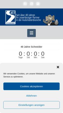 Vorschau der mobilen Webseite www.schneider-automaten.de, Schneider Automaten GmbH & Co.KG