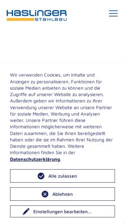 Vorschau der mobilen Webseite www.haslinger.co.at, Stahlbau Haslinger Ges.m.b.H.
