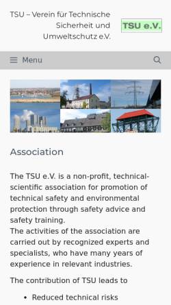 Vorschau der mobilen Webseite www.tsuev.de, Verein für Technische Sicherheit und Umweltschutz e.V.