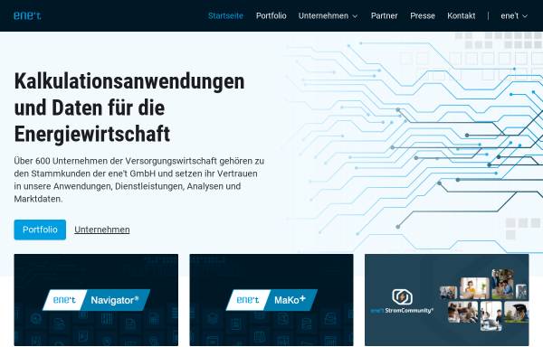 Vorschau von www.enet.eu, Datenbank für Netznutzungsentgelte der Stromanbieter - Ene`t GmbH
