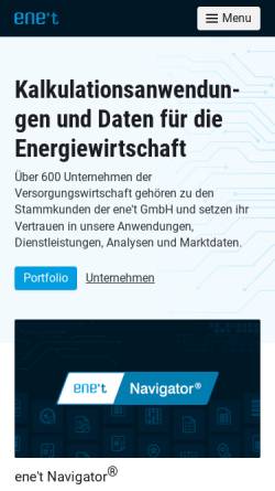 Vorschau der mobilen Webseite www.enet.eu, Datenbank für Netznutzungsentgelte der Stromanbieter - Ene`t GmbH