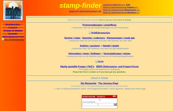 Vorschau von www.ich-will-briefmarken.de, Stampfinder - die Linkseite