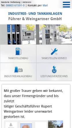 Vorschau der mobilen Webseite www.fuehrer-weingartner.de, Führer & Weingartner GmbH