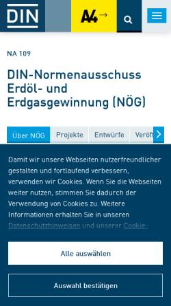 Vorschau der mobilen Webseite www.noeg.din.de, Normenausschuss Erdöl- und Erdgasgewinnung (NÖG) des DIN Deutsches Institut für Normung e.V.