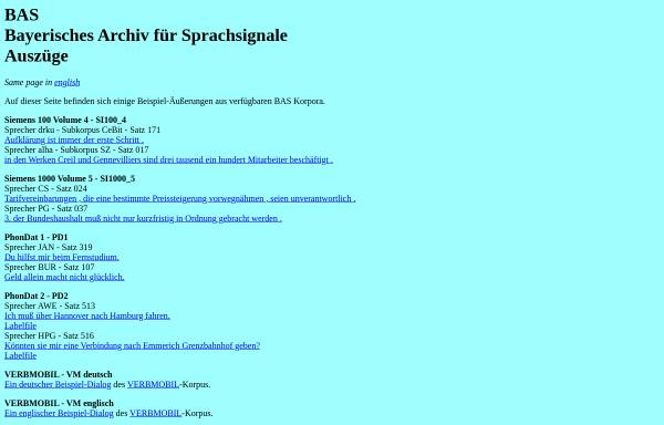 Vorschau von www.phonetik.uni-muenchen.de, Bayerisches Archiv für Sprachsignale (BAS)