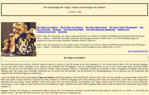 Vorschau von www.adel-genealogie.de, Vögte, Grafen und Herzöge von Geldern