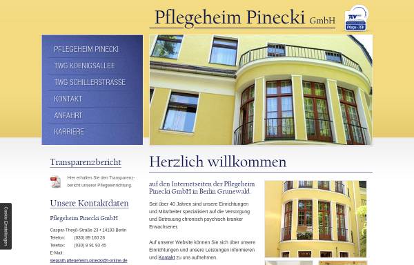 Vorschau von www.haus-pinecki.de, Pflegeheim Pinecki GmbH