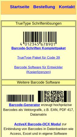 Vorschau der mobilen Webseite www.will-software.com, TrueType Barcode