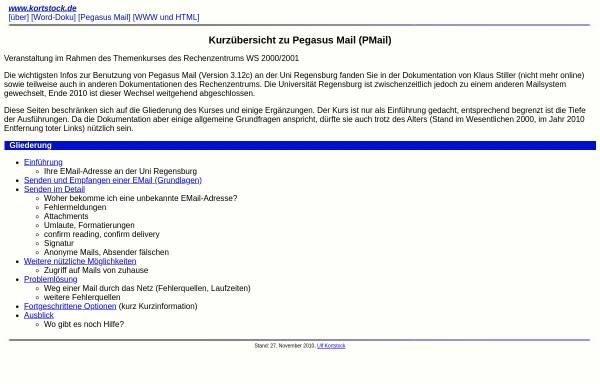 Vorschau von www.kortstock.de, Kurzübersicht zu Pegasus Mail