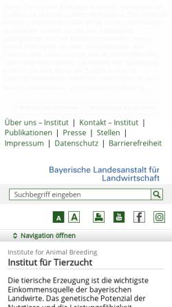 Vorschau der mobilen Webseite www.lfl.bayern.de, Bayerische Landesanstalt für Landwirtschaft, Institut für Tierzucht