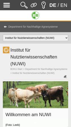 Vorschau der mobilen Webseite www.nas.boku.ac.at, Institut für Nutztierwissenschaften (NUWI)
