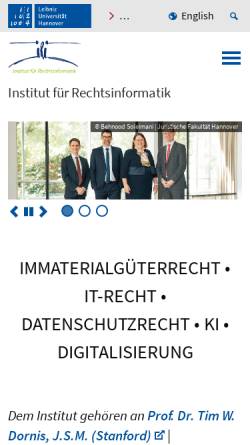 Vorschau der mobilen Webseite iri.uni-hannover.de, Institut für Rechtsinformatik