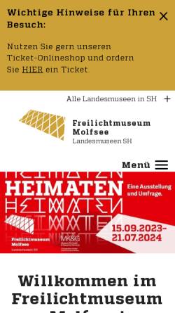 Vorschau der mobilen Webseite www.freilichtmuseum-sh.de, Molfsee, Schleswig-Holsteinisches Freilichtmuseum