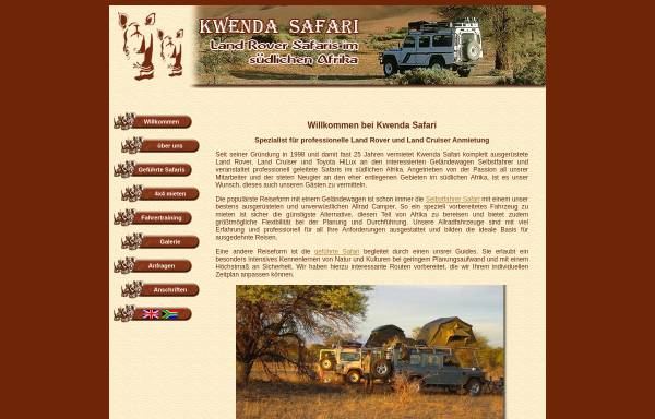 Vorschau von www.kwendasafari.com, Kwenda Safari