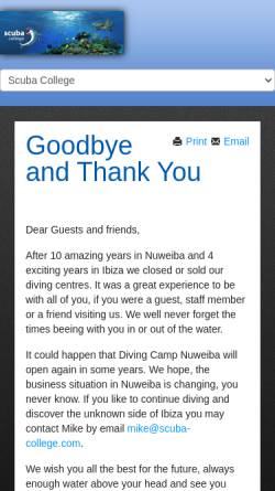 Vorschau der mobilen Webseite www.scuba-college.com, Diving Camp Nuweiba