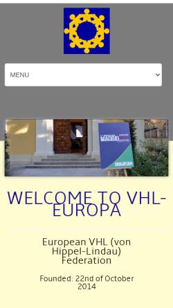 Vorschau der mobilen Webseite www.vhl-europa.org, Hippel - Lindau (VHL) Erkrankung