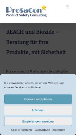 Vorschau der mobilen Webseite www.prosacon.de, Prosacon GmbH
