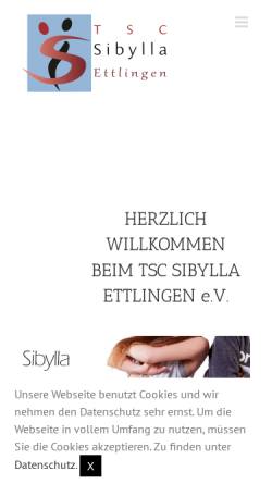 Vorschau der mobilen Webseite www.tsc-sibylla.de, Tanzsportclub Sibylla Ettlingen e.V.