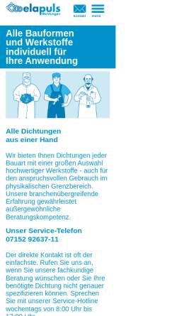 Vorschau der mobilen Webseite www.elapuls.de, Harald Belling Dichtungsservice