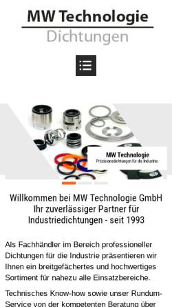 Vorschau der mobilen Webseite mw-technologie.de, MW Technologie GmbH