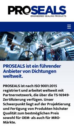 Vorschau der mobilen Webseite proseals.de, Pro-Seals Dichtungen GmbH
