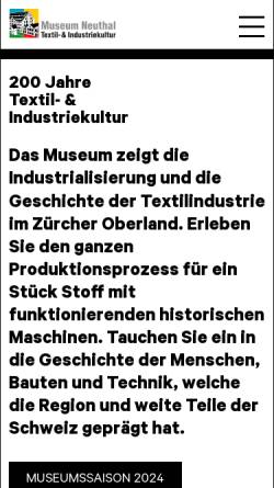 Vorschau der mobilen Webseite industriekultur-neuthal.ch, Bäretswil, Museums-Spinnerei Neuthal