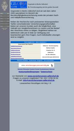 Vorschau der mobilen Webseite www.versicherungen-adlershof.de, Globocom Versicherungsshop Kopittke & Macht