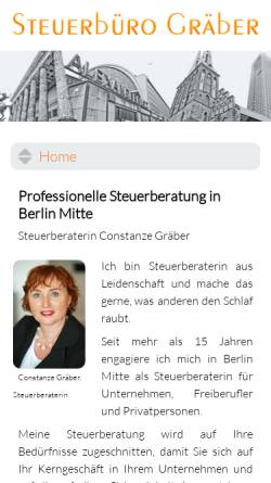 Vorschau der mobilen Webseite www.steuerbuero-graeber.de, Steuerbüro Gräber, Inh. Constanze Gräber