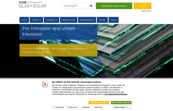 Vorschau von www.agvglas.de, Arbeitgeberverband der Deutschen Glasindustrie e.V. (AGV-Glas)