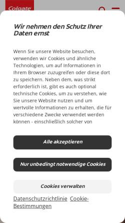 Vorschau der mobilen Webseite www.colgate.de, Colgate Palmolive GmbH