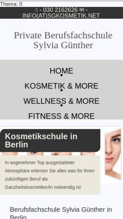 Vorschau der mobilen Webseite www.sg-kosmetik.de, Kosmetikschule und Kosmetikvertrieb Sylvia Günther