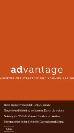 Vorschau der mobilen Webseite www.advantage-werbung.de, Advantage Agentur für Strategie und Kommunikation