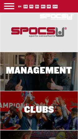 Vorschau der mobilen Webseite www.spocs.de, Spocs Sports Consultants, Inh. Sascha Empacher und Thomas Staller