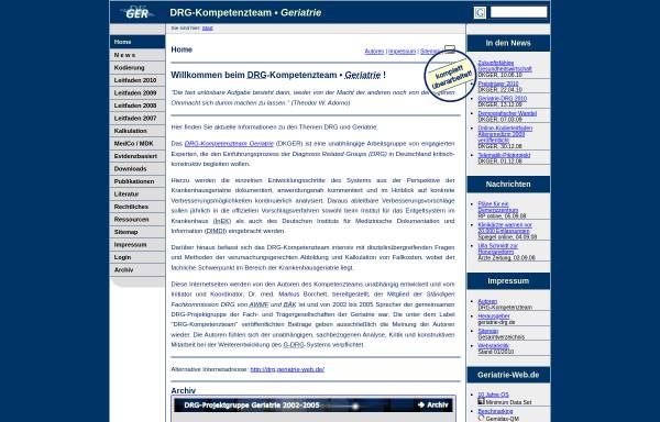 Vorschau von www.geriatrie-drg.de, DRG-Kompetenzteam Geriatrie (DKGER): DRG und Geriatrie