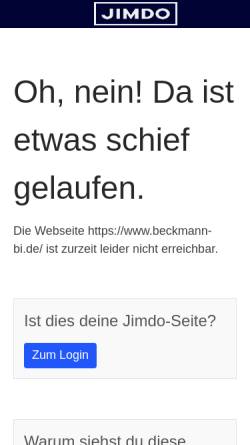 Vorschau der mobilen Webseite www.beckmann-bi.de, Tischlerei Beckmann