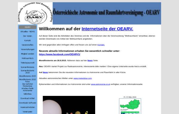 Vorschau von www.oearv.at, Österreichische Astronomie- und Raumfahrtvereinigung (ÖARV)
